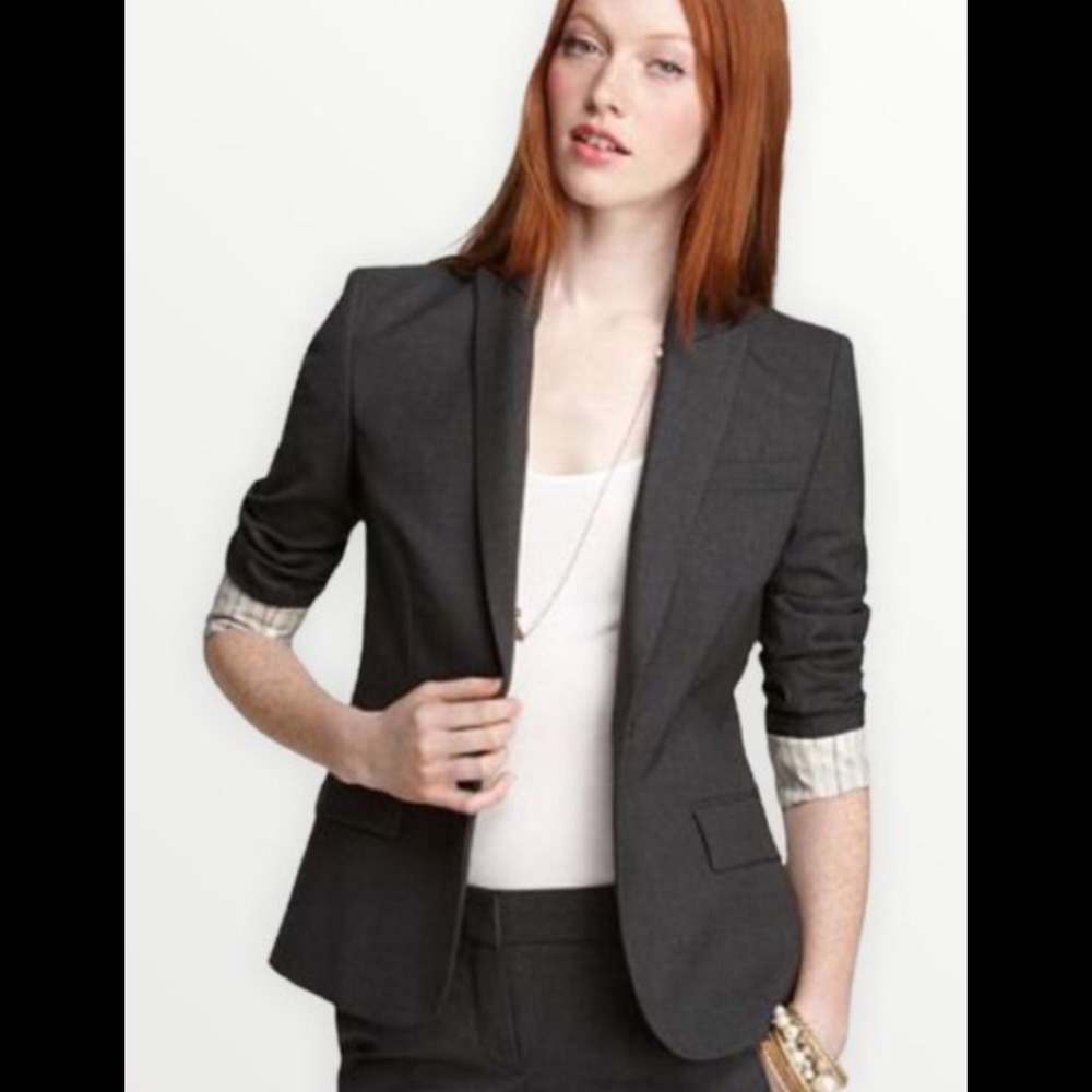 Theory Grey One-Button Blazer